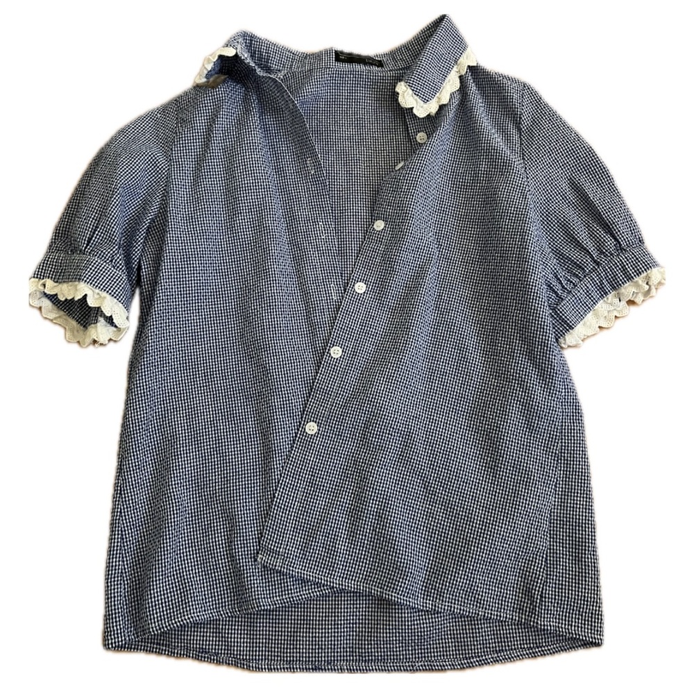 Blue button up blouse